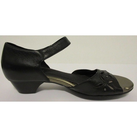 Aravon Sofia Hook Loop Leather AAO05BK Black Sandals Shoes 8.5 AA Women's $139 - Picture 5 of 12